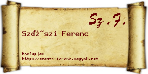 Szászi Ferenc névjegykártya