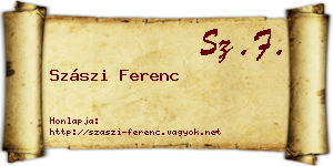 Szászi Ferenc névjegykártya