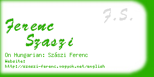 ferenc szaszi business card
