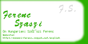 ferenc szaszi business card